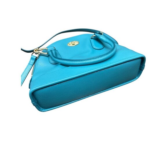 Coach Mini Turquoise Leather Crossbody Bag With Adjustable Strap & Zip Closure - Picture 11 of 11